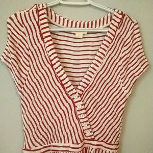Red and White Wrap Style Dress
